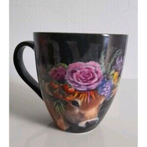 Evergreen O' Java Grow With Love Mug Dairy Cows Flowers 16 Oz